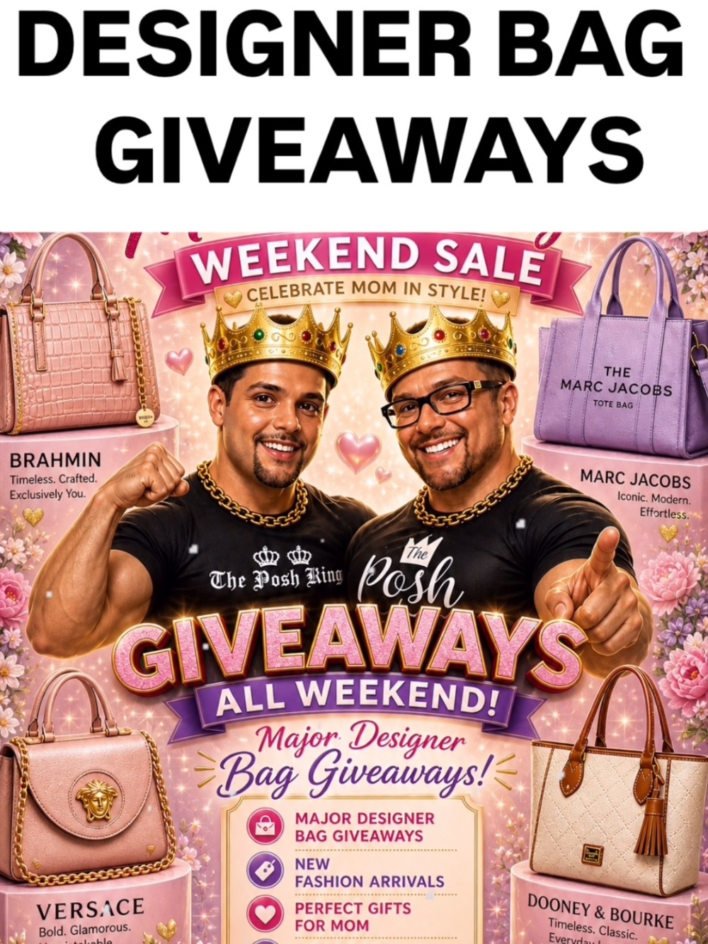 👑DESIGNER BAG GIVEAWAY, POL, EASEL, BRAHMIN, MARC JACOBS, VERSACE, TORY BURCH